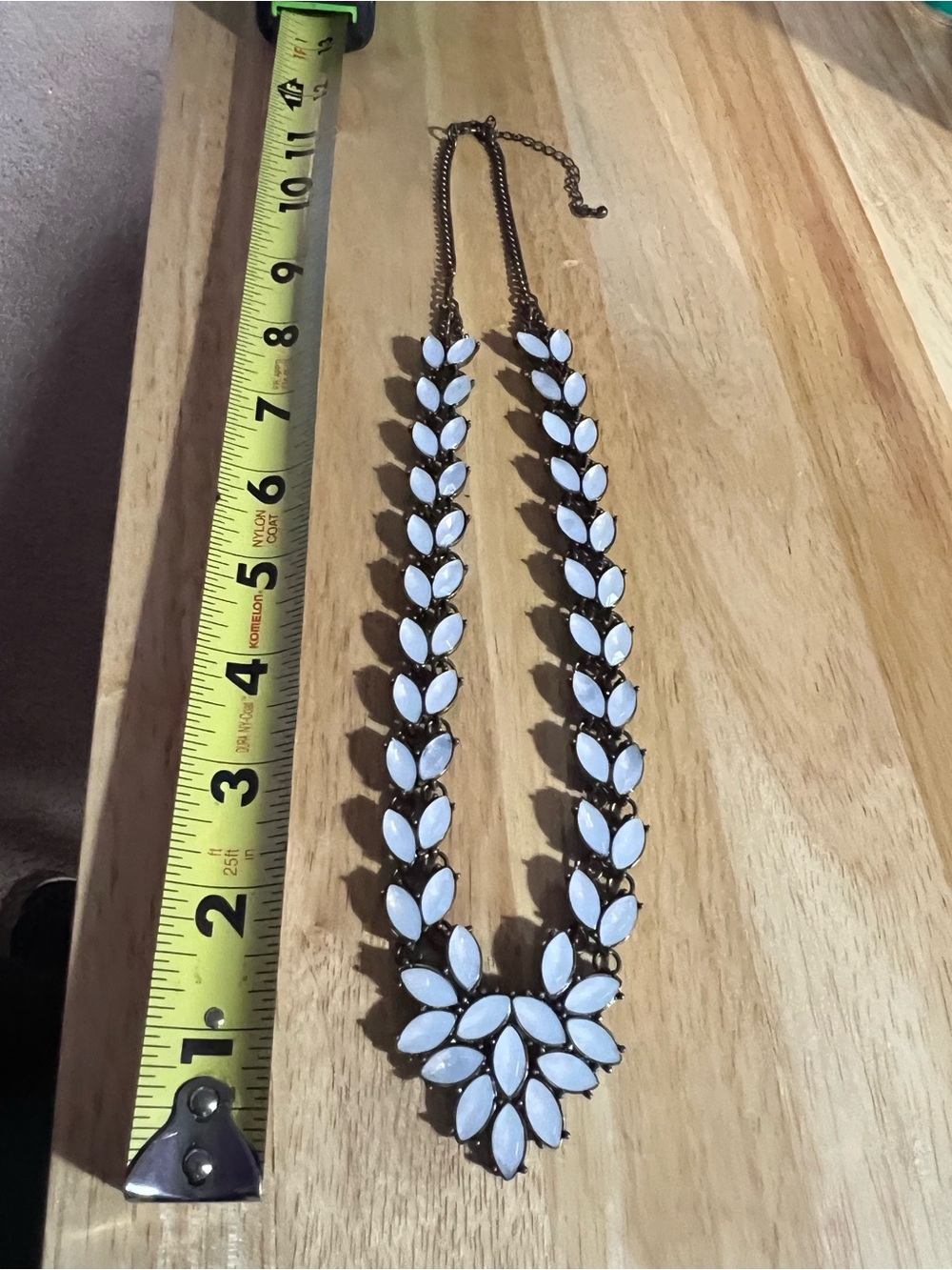 White Leaf Cluster Statement Necklace - Women Jewelry N164